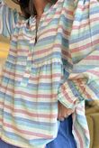 Hallie Stripe Cotton Smock Blouse D
